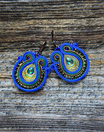 Peacock Eye-kolczyki soutache, Mró Soutache