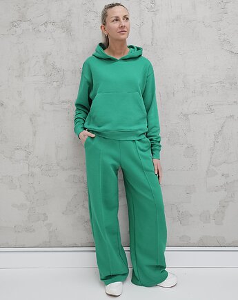 Aba komplet oversized kangurka i szerokie spodnie wide leg Spring green, Ablush