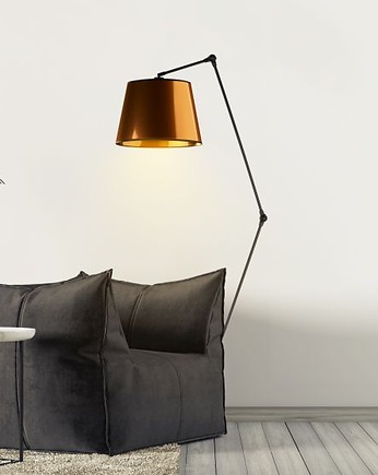 Czarna lampa stojąca z regulowanym ramieniem MANILA MIRROR w stylu loft, LYSNE