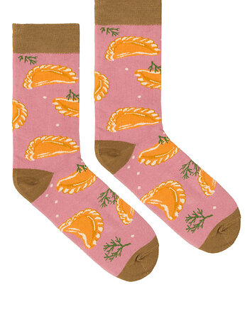 Skarpetki pierogi różowe beż skarpetki we wzory Kabak, KABAK