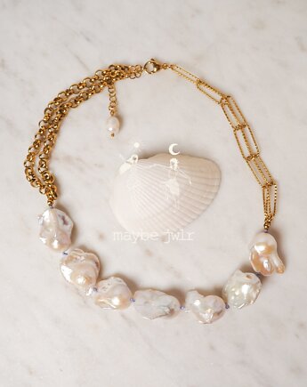 Duże perły barok asymetryczny choker z łańcuchami, Maybe Jwlr