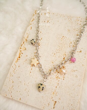 Srebrny naszyjnik z zawieszkami z kamieni, Maybe Jwlr