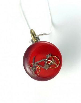 Wisior - BIKE (RED), srebrny łańcuszek, DROBINY CZASU