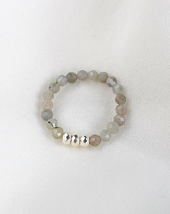 Pierścionek TIA z Labradorytem i Hematytami, Gleeme Jewellery