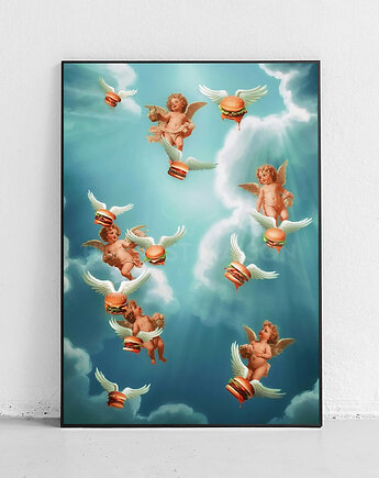 Plakat Aniołki serwujące burgery w niebie, Harvest Maison