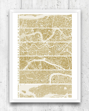 Plakat Warszawa, Nowy Jork, Londyn, Paryż, Berlin, Rzym - plany miast, minimalmill