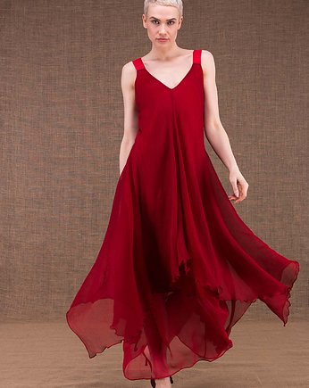 Czerwona  jedwabna sukienka JADE, ASKAparis