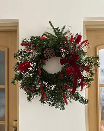 Wianek zimowo świąteczny jodła naturalny, Łąka