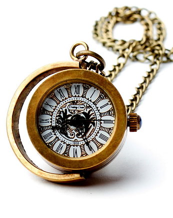 DROBINA KSIĘŻYCOWA - Zegarek mechaniczny, wisiorek z sercem, DROBINY CZASU