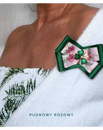 Brosza z czterolistną koniczyną  Na szczęście Nowość, Pudrowy Różowy