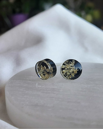 Okrągłe kolczyki sztyfty z dziką marchwią, małe, Figa handmade accessories