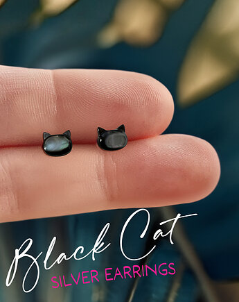 Black Cat - srebrne kolczyki + box, Ewa Saj  Silver