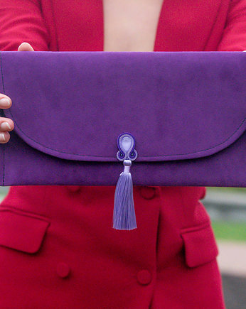Fioletowa kopertówka, fioletowa torebka do ręki, OSOBY - Prezent dla mamy
