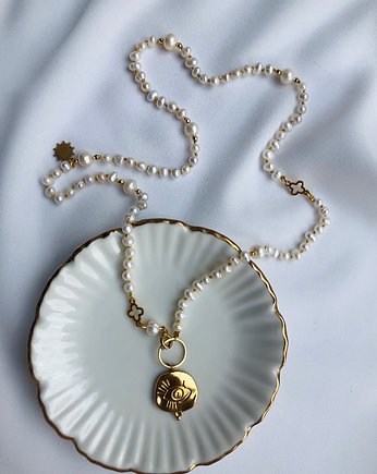 Naszyjnik z pereł i stali chirurgicznej  Eye, MaLa Jewellery