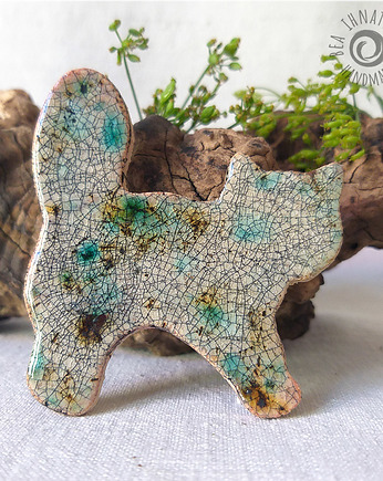 Kot - ceramiczny rustykalny magnes raku, Bea Fine Arts