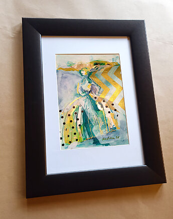 Kumoszka 35 - akwarela 16x24 cm unikat, Katarzyna Radzka