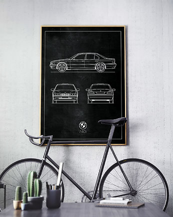 Plakat Legendy Motoryzacji - BMW 740i, Peszkowski Graphic