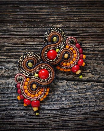 Autumn Garden - etniczne kolczyki soutache, Mró Soutache