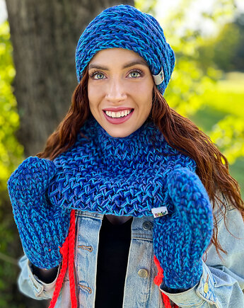 Mały komin MERINO 66% Niebieskości, Brain Inside