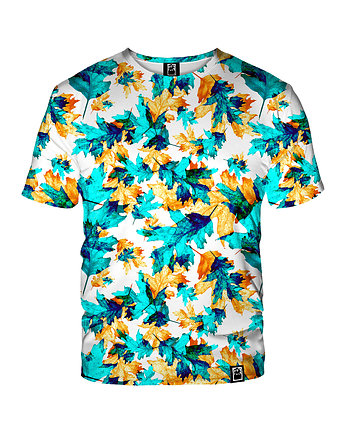 Damski T-shirt DR.CROW Cyan Leaves, DrCrow