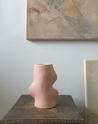Wazon  rzeźba Fluxo różowy średni ceramika wys 17 cm, naniby
