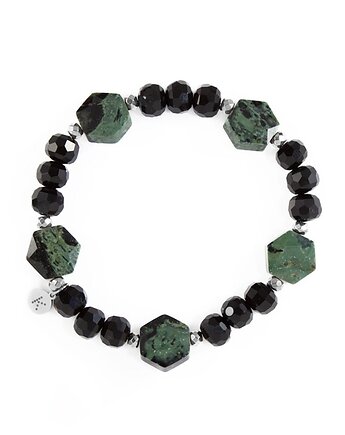 Bransoletka z eleganckim zielonym Jaspisem - Wersja Srebrna, Kulka Bransoletki