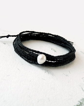 NATURE Len i perła czarna bransoletka, galeria nuit