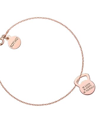 Bransoletka z różowego złota kettlebell BE GOOD BE HAPPY BE YOURSELF, SOTHO