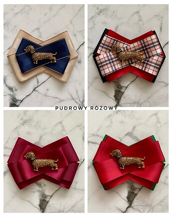 Brosza z Jamnikiem z kryształków NEW, Pudrowy Różowy