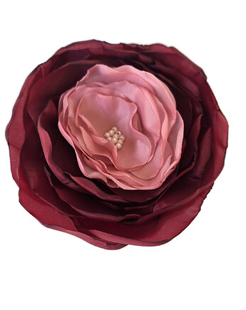 Broszka bordowa z różem  10cm kwiat, Made by Joan