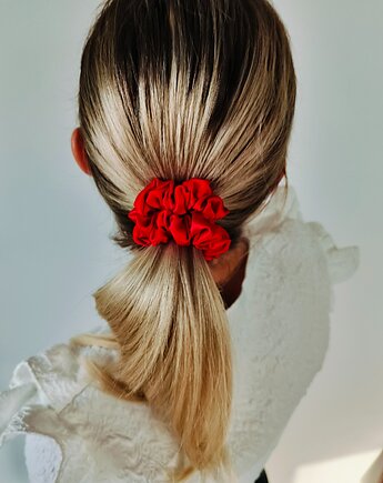Gumka jedwabna, scrunchie, frotka flame red MIDI, Capillum