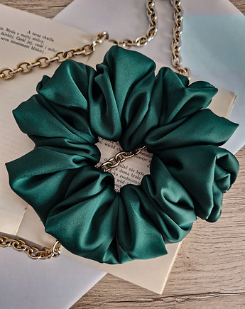 Scrunchie Royal Green XL - gumka do włosów satynowa zielona, SILKY DESIRE