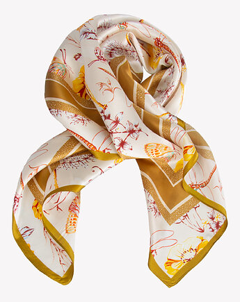 Duża apaszka damska jedwabna wiosenny wzór 88cm x 88cm, ALLORA BE UNIQUE