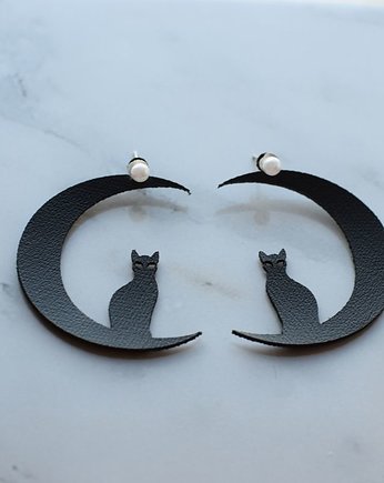 Kolczyki Koty  Księżyce Modne Halloween, iziartwear