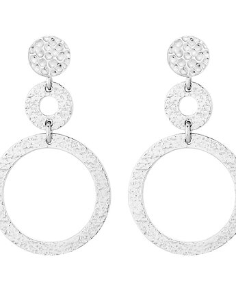 Srebrne długie kolczyki z chropowatymi kołami, SOTHO