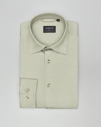 Koszula terranova 00554 długi rękaw zielony slim fit, BORGIO