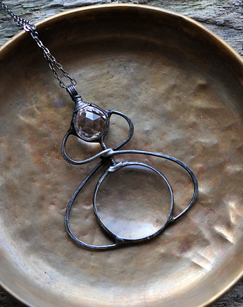 Naszyjnik lupa z kryształkiem, OKAZJE - Prezent na 70 urodziny