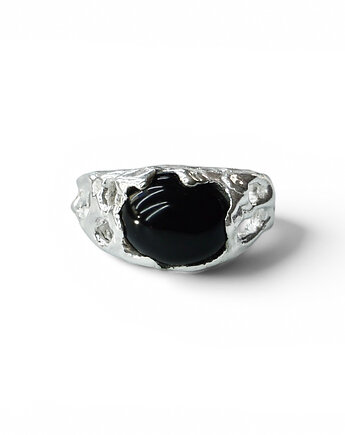 Srebrny pierścionek DRAGO owalny czarny onyks, Gutowska jewelry