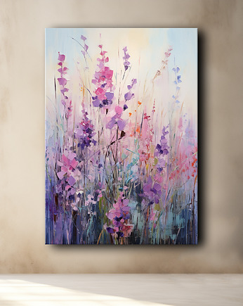 Kwiaty - Plakat - Olej, Boho, Abstrakcja, Black Sapphire Art