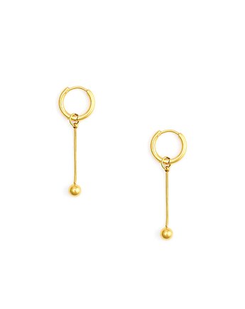 Pozłacane kolczyki koła z kulą na cieniutkiej żmijce, Kulka Bransoletki