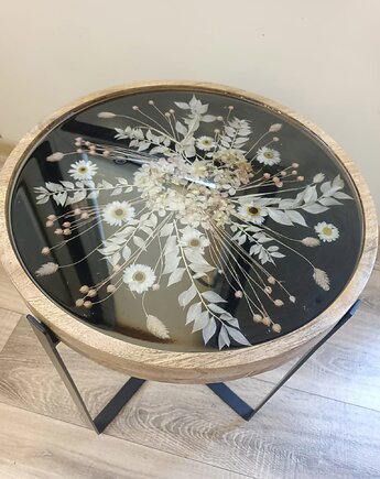 Stolik kawowy z hortensją, Majuto Resin Art
