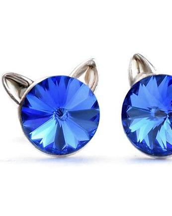 Kolczyki - kryształy Swarovski - kotki Sapphire, Marisella