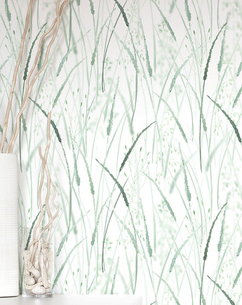 Tapeta Coastal Greens. CG05. Akwarelowa Zielona. Trawy, Patternosophy