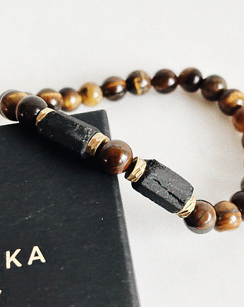 Bransoletka męska Tygrysie Oko i Turmalin, Chmolowska Jewellery
