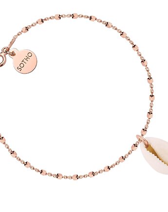Bransoletka kosteczkowa z różowego złota z muszelką, SOTHO