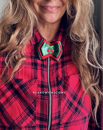 Brosza z kolekcji z wisienkami z ozdobą  Wiśnia, Pudrowy Różowy