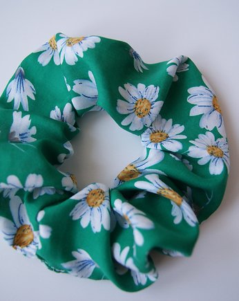 Gumka scrunchie stokrotki zielona, tacy duzi