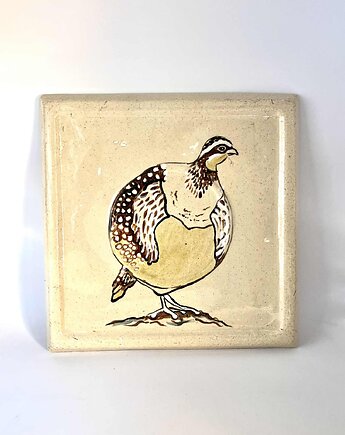 Ręcznie malowany kafel ceramiczny z przepiórką , Ceramika Nastawka