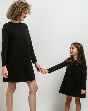 Komplet sukienek trapezowych dla mamy i córki, model 36, czarny, mala bajka