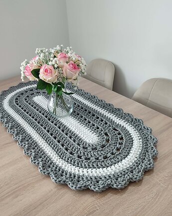 Bieżnik szydełkowy owalny ze sznurka bawełnianego 50cmx100cm, MISZ MASZ Dorota Tyszko